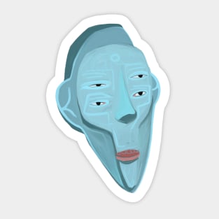 Weird Blue Skull Man Sticker